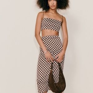 Reformation Callista Knit Two Piece Set - Brown Check